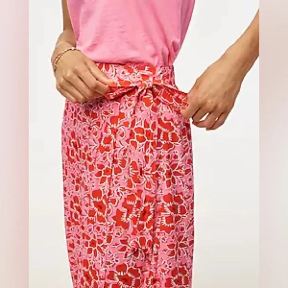 J. Crew Factory Wrap Azalea Belvedere Red midi skirt